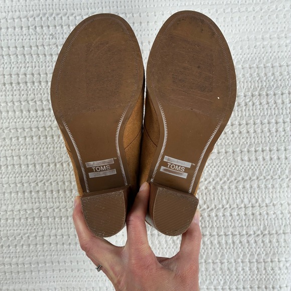 Toms Lunata Boots Lace Up Heeled Ankle Booties Suede Tan 6.5 Neutral Boho - Picture 12 of 13